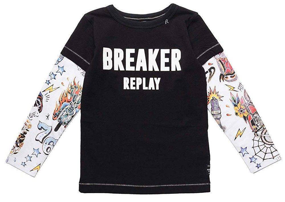 ΜΠΛΟΥΖΑ ΜΑΚΡΥΜΑΝΙΚΗ REPLAY SB7111.050.2660-098 ΜΑΥΡΟ/ΛΕΥΚΟ (162 ΕΚ.)-(14 ΕΤΩΝ) REPLAY