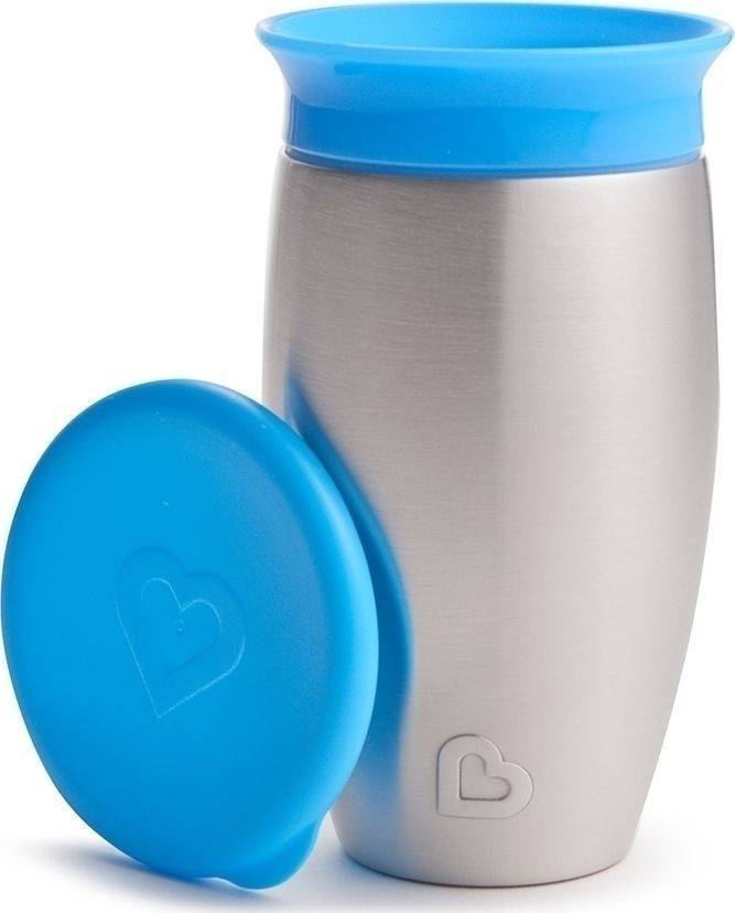 MUNCHKIN ΑΝΟΞΕΙΔΩΤΟ ΘΕΡΜΟΣ MUNCHKIN STAINLESS MIRACLE 360 CUP 296ML ΜΠΛΕ ΚΑΠΑΚΙ