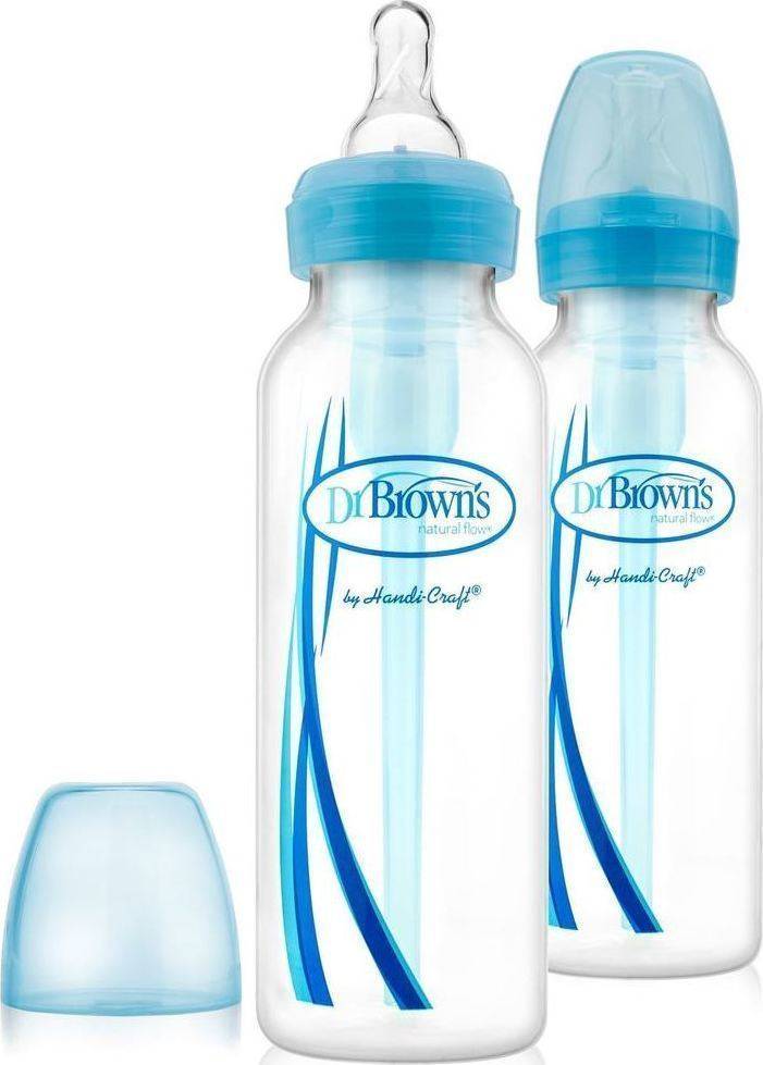 ΜΠΙΜΠΕΡΟ ΠΛΑΣΤΙΚΟ DR.BROWN'S PP ΜΕ ΣΤΕΝΟ ΛΑΙΜΟ 250ML ΜΠΛΕ 2ΤΜΧ