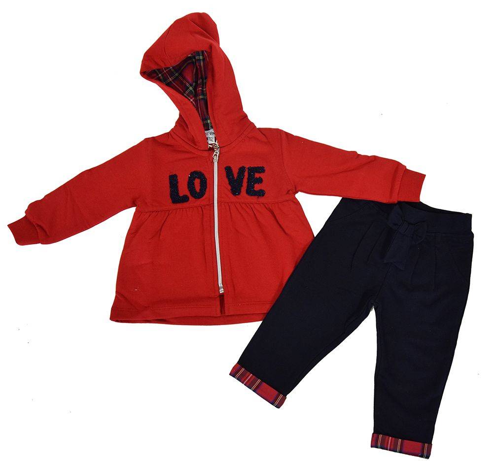 YOURS ΣΕΤ ΜΠΛΟΥΖΑ ΜΑΚΡΥΜΑΝΙΚΗ/ΠΑΝΤΕΛΟΝΙ YOURS Y5076 KOKKINO/ΣΚΟΥΡΟ ΜΠΛΕ (74 ΕΚ.)-(9-12 ΜΗΝΩΝ)