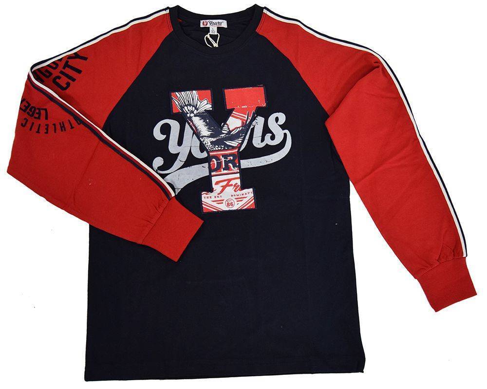 YOURS ΜΠΛΟΥΖΑ ΜΑΚΡΥΜΑΝΙΚΗ YOURS Y5544 ΣΚΟΥΡΟ ΜΠΛΕ/ΚΟΚΚΙΝΟ (140ΕΚ)-(MEDIUM)