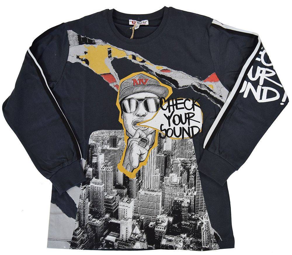 ΜΠΛΟΥΖΑ ΜΑΚΡΥΜΑΝΙΚΗ YOURS Y5574 ΑΝΘΡΑΚΙ (164 ΕΚ.)-(EXTRA LARGE) YOURS