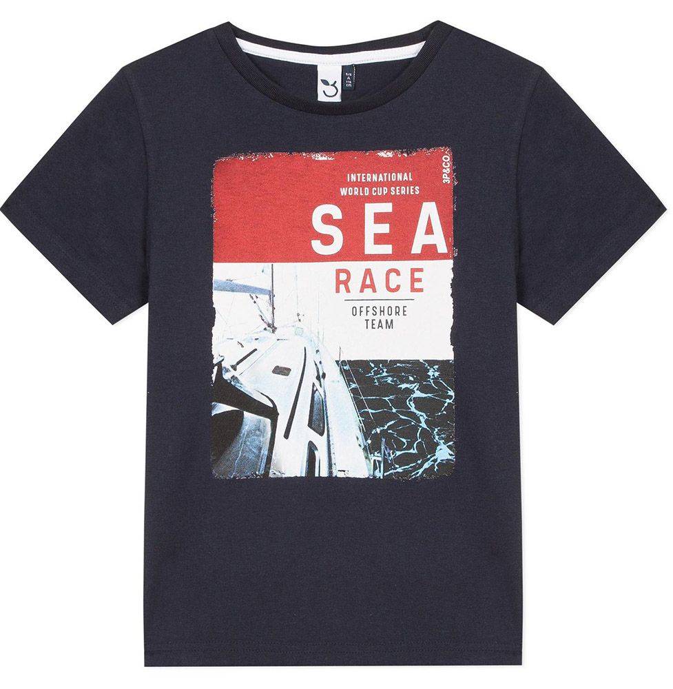 T-SHIRT 3 POMMES 3Q10015 ΣΚΟΥΡΟ ΜΠΛΕ (3-4 ΕΤΩΝ)-(104CM)