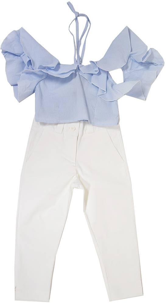 ΣΕΤ ΡΟΥΧΩΝ GLOUS 777-804 CROP TOP/ΠΑΝΤΕΛΟΝΙ ΓΑΛΑΖΙΟ/ΛΕΥΚΟ (6 ΕΤΩΝ)