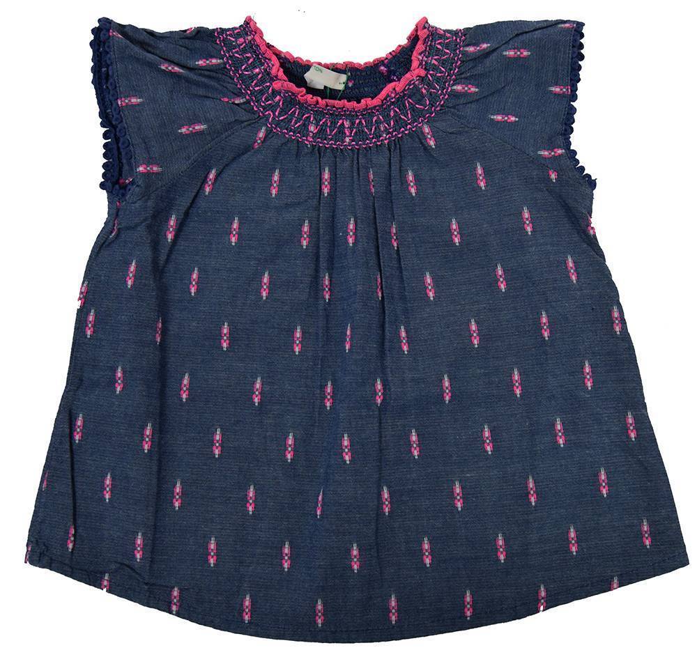 ΜΠΛΟΥΖΑ ΜΕ ΚΟΝΤΟ ΜΑΝΙΚΙ GREEN ROOTS HER ΜΠΛΕ/ΡΟΖ (62 CM)-(3-6 ΜΗΝΩΝ) BENETTON