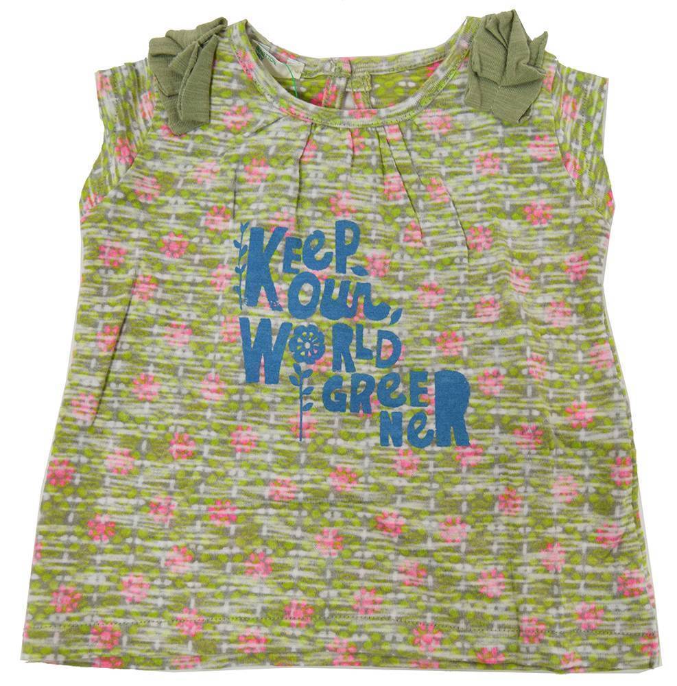 ΜΠΛΟΥΖΑ ΜΕ ΚΟΝΤΟ ΜΑΝΙΚΙ GREEN ROOTS HER ΛΑΔΙ (68 CM)-(6-9 ΜΗΝΩΝ) BENETTON