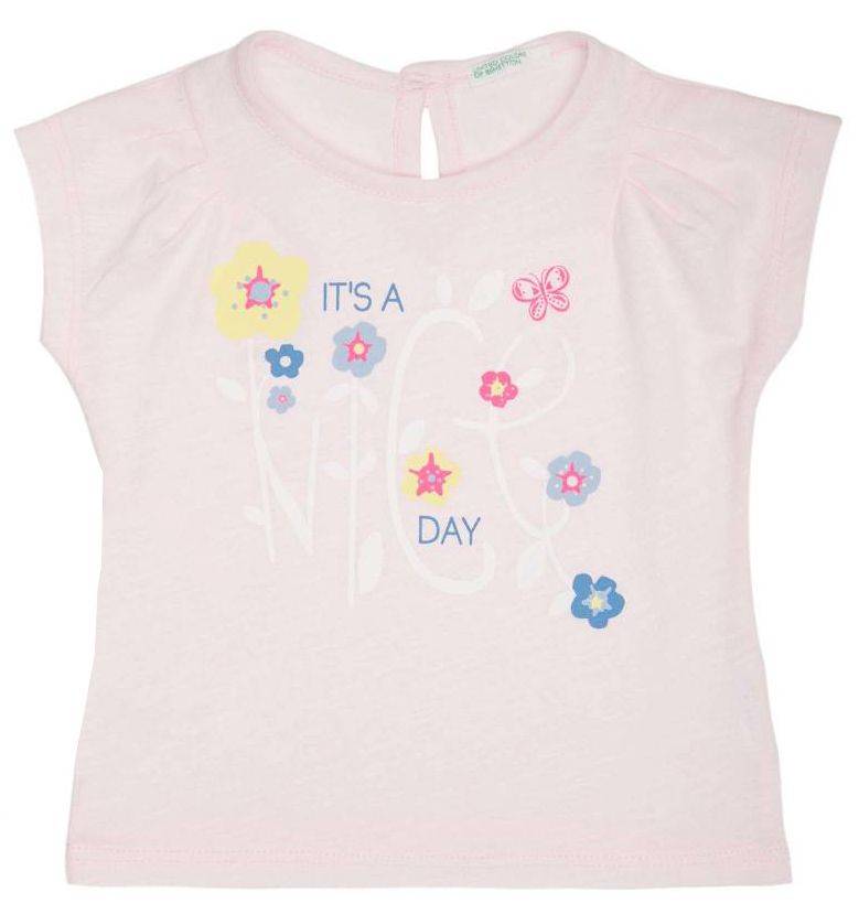 T-SHIRT BENETTON CA IT'S A LIFE DAY ΑΝΟΙΧΤΟ ΡΟΖ (68 CM)-(6-9 ΜΗΝΩΝ)