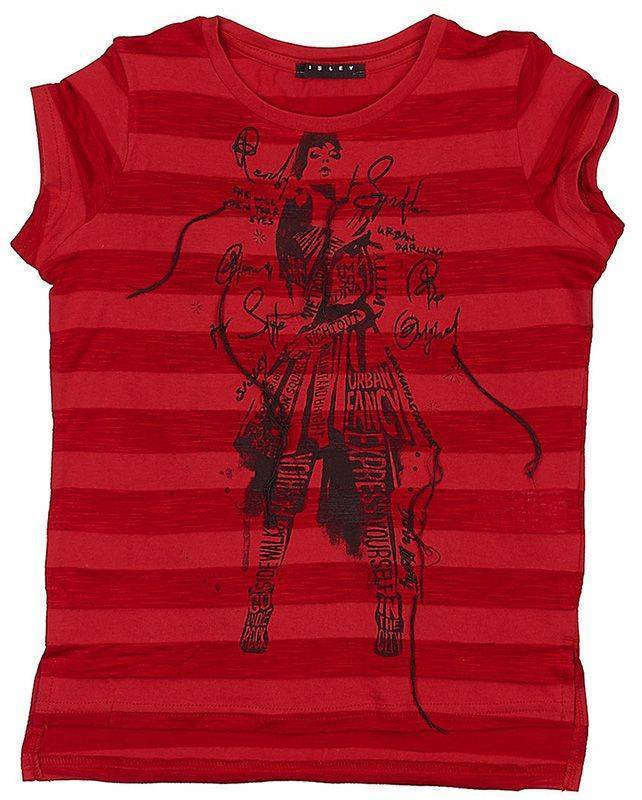 SISLEY ΜΠΛΟΥΖΑ ΜΕ ΚΟΝΤΟ ΜΑΝΙΚΙ SISLEY AMERICAN ROCKPOP ΚΟΚΚΙΝΟ (120 CM)-(6-7 ΕΤΩΝ)