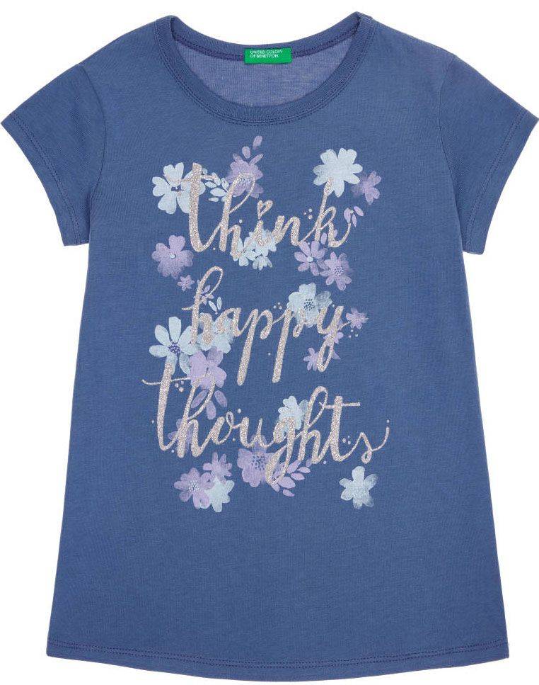 T-SHIRT BENETTON FUNZIONE GIRL THINK HAPPY THOUGHTS ΜΠΛΕ (82 CM)-(1-2 ΕΤΩΝ)