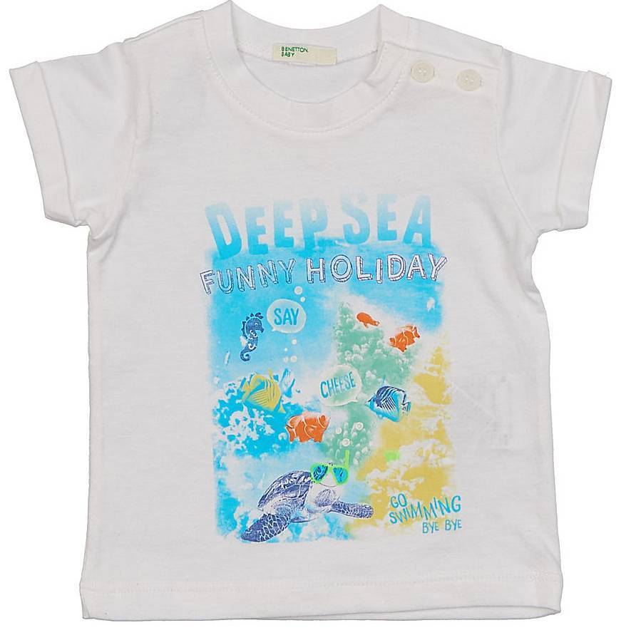 T-SHIRT BENETTON SUMMER HIM ΛΕΥΚΟ (62 CM)-(3-6 ΜΗΝΩΝ)