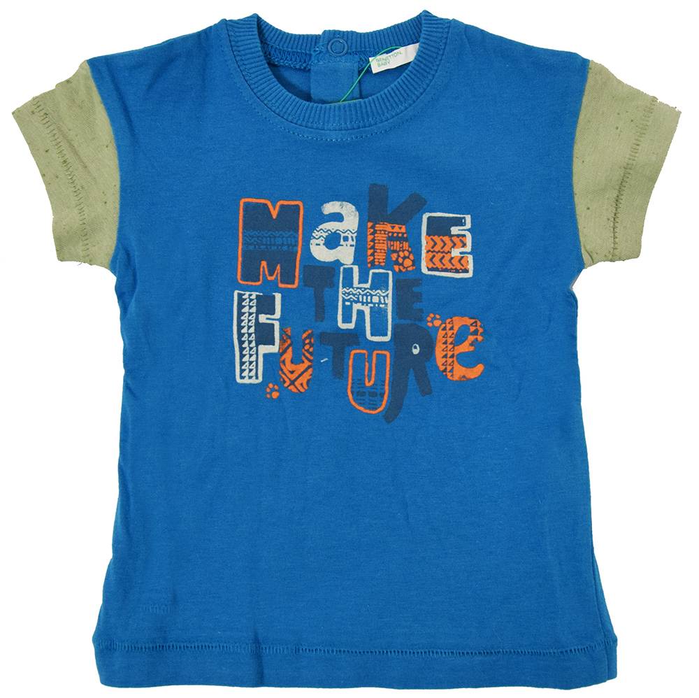 T-SHIRT BENETTON GREEN ROOTS HIM BABY ΠΕΤΡΟΛ (68 CM)-(6-9 ΜΗΝΩΝ) BENETTON