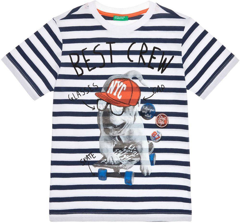 T-SHIRT BENETTON COLORS BOY ΡΙΓΕ ΜΠΛΕ/ΛΕΥΚΟ (82 CM)-(1-2 ΕΤΩΝ)