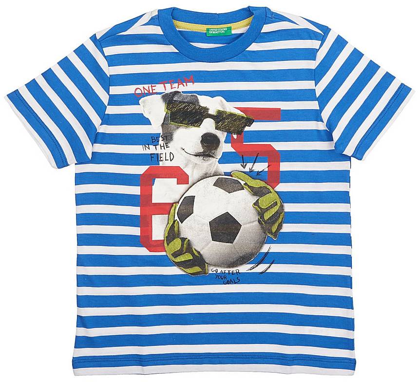 T-SHIRT BENETTON COLORS BOY ΡΙΓΕ ΜΠΛΕ/ΛΕΥΚΟ (82 CM)-(1-2 ΕΤΩΝ)