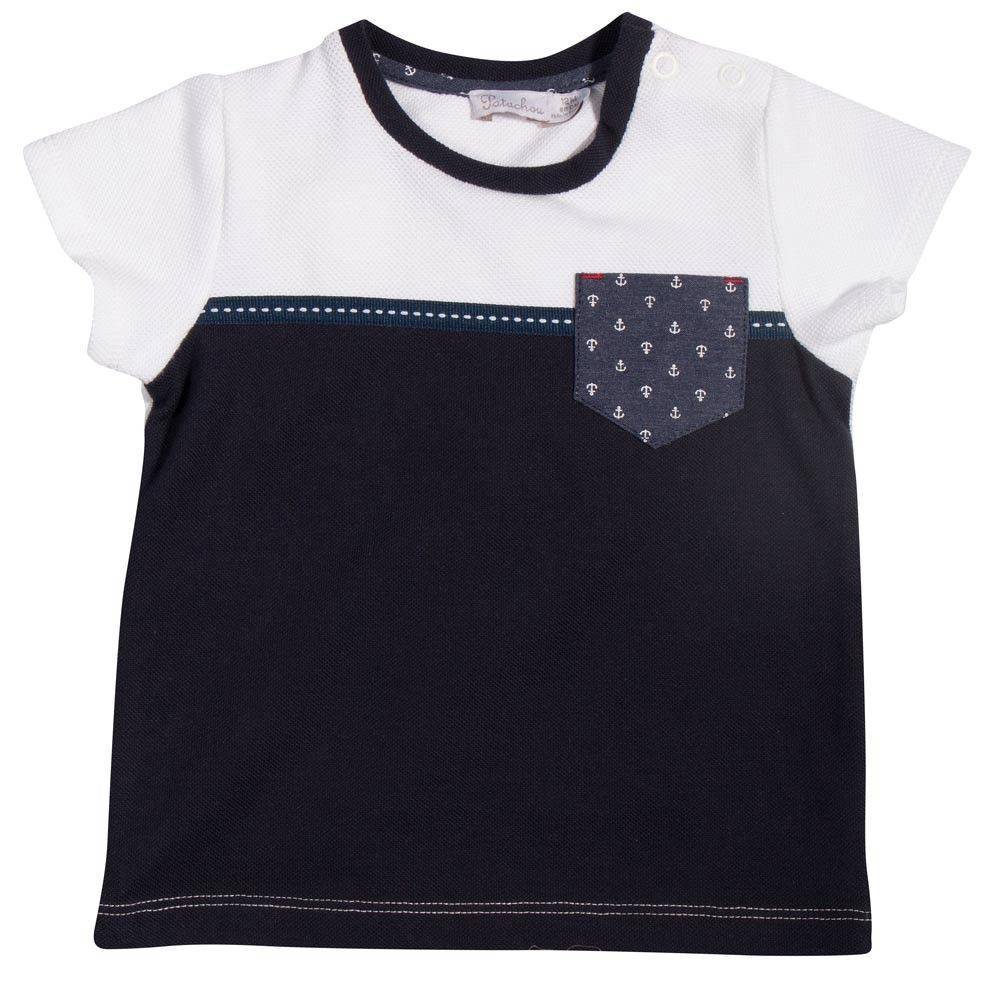 T-SHIRT PATACHOU 2433360 ΛΕΥΚΟ/ΣΚΟΥΡΟ ΜΠΛΕ (92ΕΚ.)-(18-24 ΜΗΝΩΝ) PATACHOU