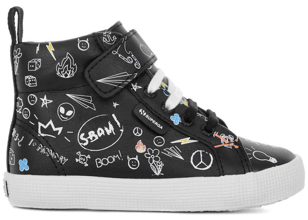 ΜΠΟΤΑΚΙ SUPERGA SYNLEASTRAPBUMPERSCRIBBLESJ S111U3W ΜΑΥΡΟ (EU:32) SUPERGA