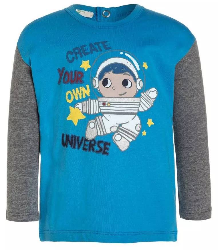 ΜΑΚΡΥΜΑΝΙΚΗ ΜΠΛΟΥΖΑ BENETTON SPACE EXPLOSION ΣΙΕΛ (62 CM)-(3-6 ΜΗΝΩΝ) BENETTON