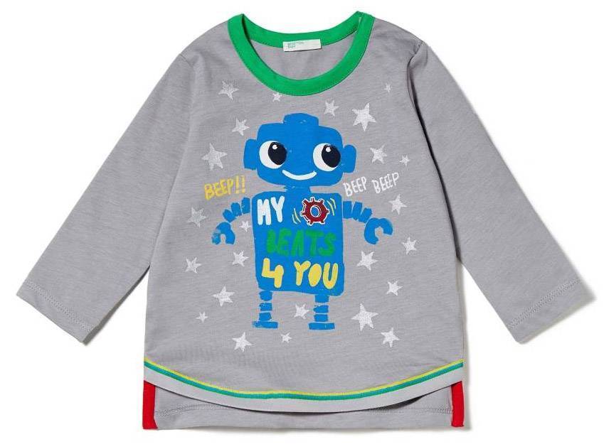 ΜΑΚΡΥΜΑΝΙΚΗ ΜΠΛΟΥΖΑ BENETTON SPACE EXPLOSION ΓΚΡΙ (68 CM)-(6-9 ΜΗΝΩΝ) BENETTON