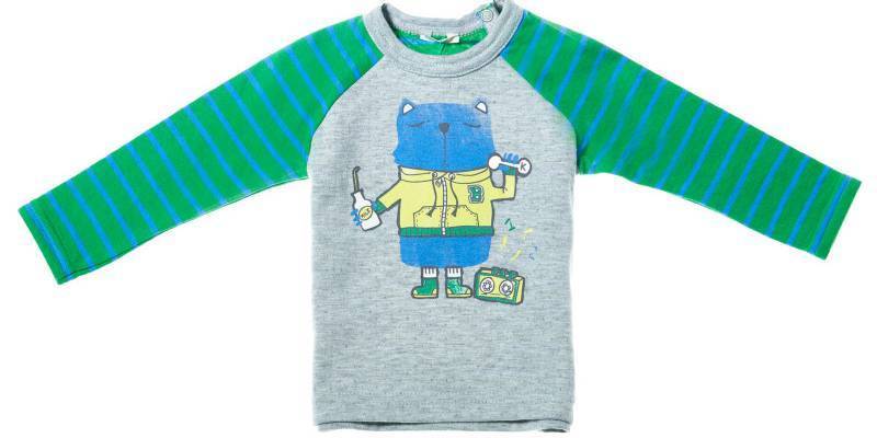 ΜΑΚΡΥΜΑΝΙΚΗ ΜΠΛΟΥΖΑ BENETTON PLAYTIME ΓΚΡΙ (68 CM)-(6-9 ΜΗΝΩΝ)