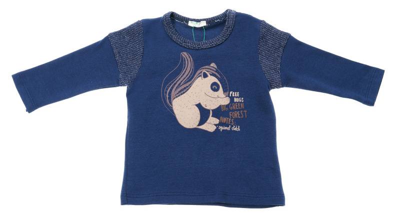 ΜΑΚΡΥΜΑΝΙΚΗ ΜΠΛΟΥΖΑ BENETTON TRIP TO COLLEGE ΜΠΛΕ ΣΚΟΥΡΟ (62 CM)-(3-6 ΜΗΝΩΝ)