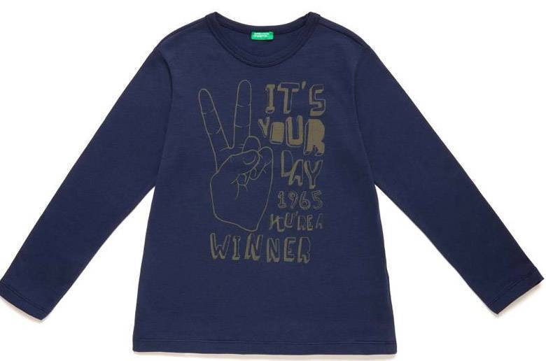 ΜΑΚΡΥΜΑΝΙΚΗ ΜΠΛΟΥΖΑ BENETTON FUNZIONE ΜΠΛΕ ΣΚΟΥΡΟ (82 CM)-(1-2 ΕΤΩΝ) BENETTON