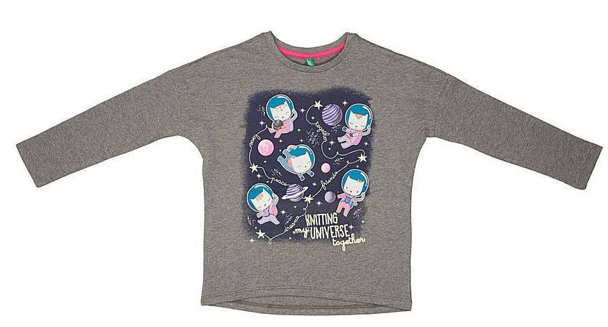 ΜΠΛΟΥΖΑ ΜΑΚΡΥΜΑΝΙΚΗ BENETTON NEW HERITAGE 2G ΓΚΡΙ ΜΕΛΑΝΖΕ (100 CM)-(3-4 ΕΤΩΝ) BENETTON