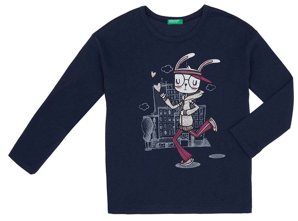 ΜΠΛΟΥΖΑ ΜΑΚΡΥΜΑΝΙΚΗ BENETTON 3G ATHLEISURE ΣΚΟΥΡΟ ΜΠΛΕ (82 CM)-(1-2 ΕΤΩΝ)