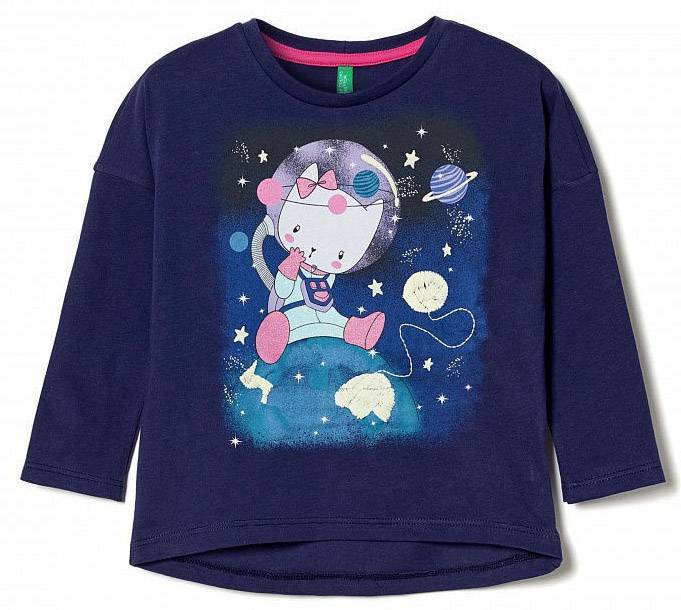ΜΠΛΟΥΖΑ ΜΑΚΡΥΜΑΝΙΚΗ BENETTON NEW HERITAGE 2G ΣΚΟΥΡΟ ΜΠΛΕ (90 CM)-(2 ΕΤΩΝ) BENETTON