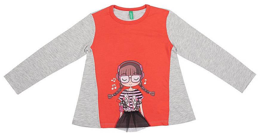 ΜΠΛΟΥΖΑ ΜΑΚΡΥΜΑΝΙΚΗ BENETTON THE RACE 1G ΓΚΡΙ ΜΕΛΑΝΖΕ/ΚΟΡΑΛΙ (82 CM)-(1-2 ΕΤΩΝ) BENETTON