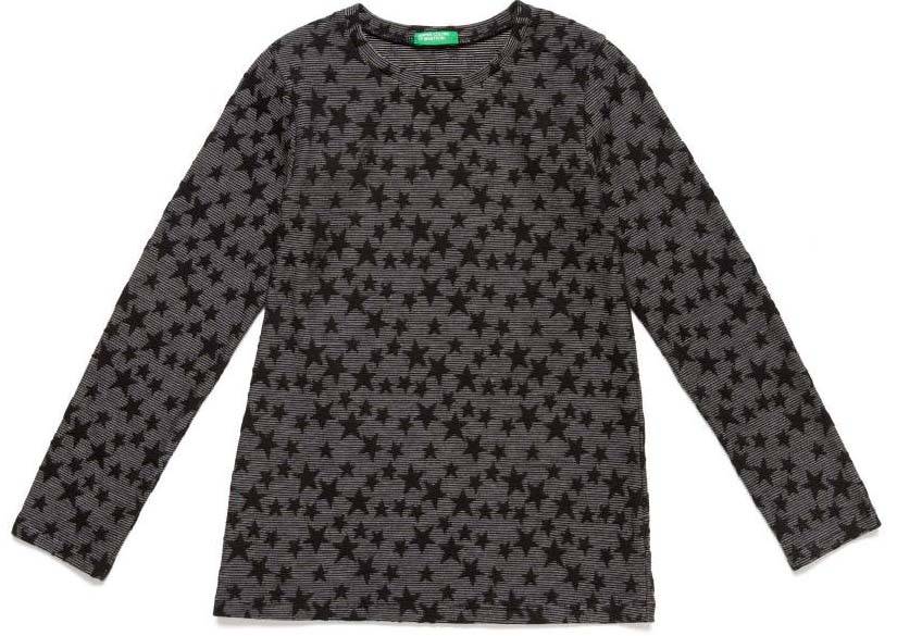 BENETTON ΜΠΛΟΥΖΑ ΜΑΚΡΥΜΑΝΙΚΗ BENETTON 2 ROCK GIRL ΓΚΡΙ/ΜΑΥΡΟ (82 CM)-(1-2 ΕΤΩΝ)