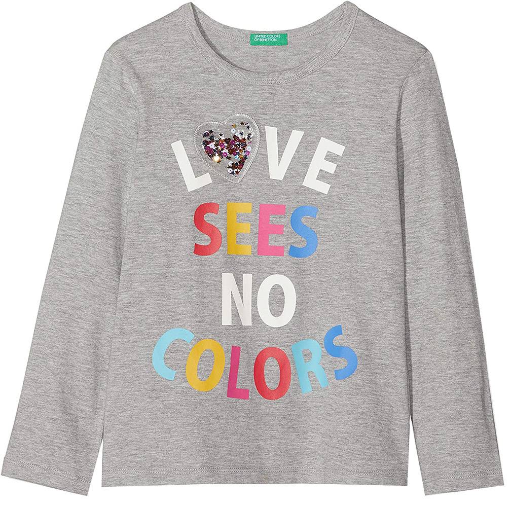 ΜΠΛΟΥΖΑ ΜΑΚΡΥΜΑΝΙΚΗ BENETTON COLOR GIRL LUG ΓΚΡΙ ΜΕΛΑΝΖΕ (82 CM)-(1-2 ΕΤΩΝ) BENETTON