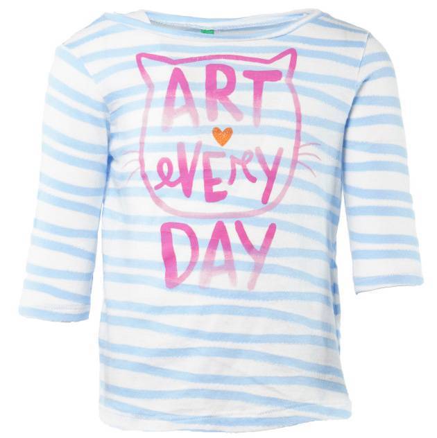 ΜΠΛΟΥΖΑ ΜΑΚΡΥΜΑΝΙΚΗ BENETTON ART 1 GIRL ΛΕΥΚΟ/ΓΑΛΑΖΙΟ (82 CM)-(1-2 ΕΤΩΝ)