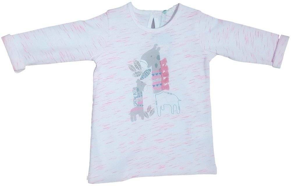 ΜΠΛΟΥΖΑ ΜΑΚΡΥΜΑΝΙΚΗ BENETTON GREEN ROOTS HER ΛΕΥΚΟ/ΡΟΖ (68 CM)-(6-9 ΜΗΝΩΝ) BENETTON