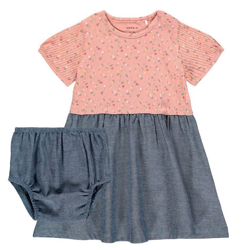 ΦΟΡΕΜΑ NAME IT 13190302 NBFJANICE SS DRESS W BLOOMER ΡΟΖ/ΣΚΟΥΡΟ ΜΠΛΕ (68 CM)-(6 ΜΗΝΩΝ) NAME IT
