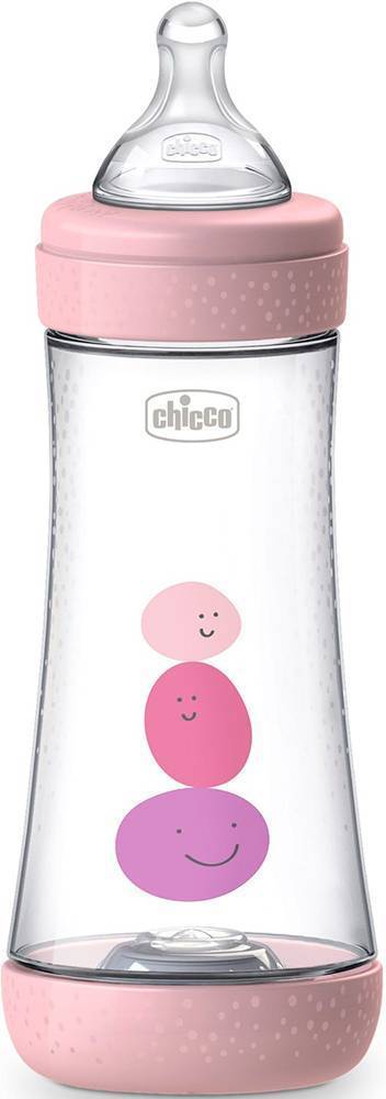 ΜΠΙΜΠΕΡΟ ΠΛΑΣΤΙΚΟ CHICCO P5 ΡΟΖ 300ML ΜΕ ΘΗΛΗ ΣΙΛΙΚΟΝΗ 4Μ+ CHICCO