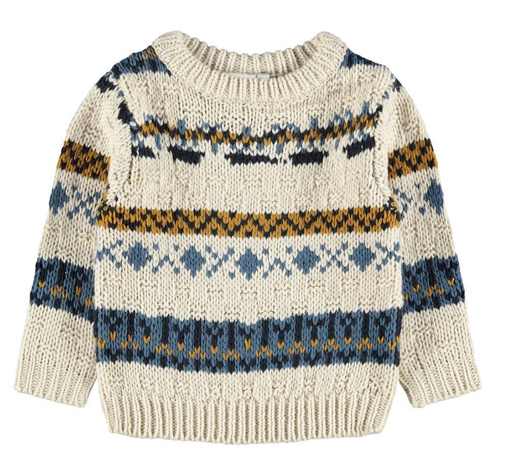 ΠΟΥΛΟΒΕΡ NAME IT 13195831 NMMOSMOLIN ΕΚΡΟΥ/ΜΟΥΣΤΑΡΔΙ/ΜΠΛΕ (98 CM)-(3 ΕΤΩΝ) NAME IT