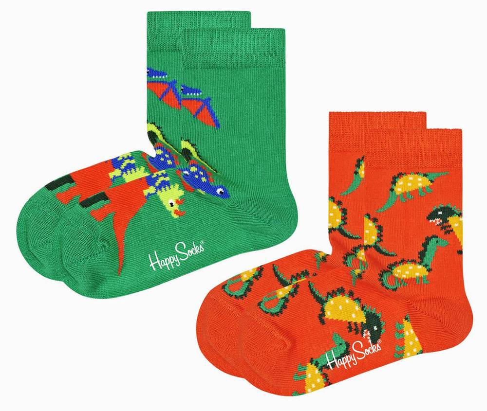 ΚΑΛΤΣΕΣ HAPPY SOCKS 2-PACK KIDS DINOS SOCKS KDIN02-2900 ΠΡΑΣΙΝΟ/ΚΟΚΚΙΝΟ 2ΤΜΧ (EU:28-31) HAPPY SOCKS