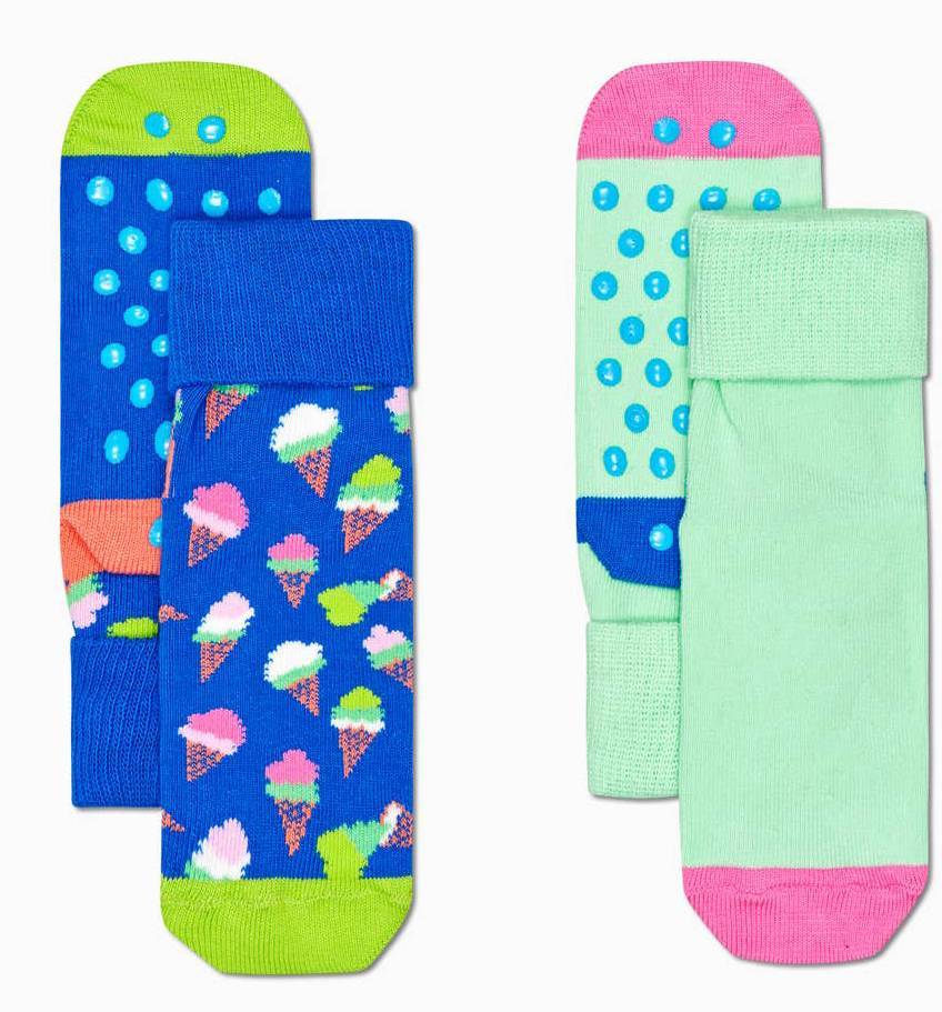 ΚΑΛΤΣΕΣ HAPPY SOCKS 2-PACK KIDS ICE CREAM ANTI SLIP KICE19-6300 ΜΠΛΕ/ΠΡΑΣΙΝΟ MINT (EU:24-26) HAPPY SOCKS