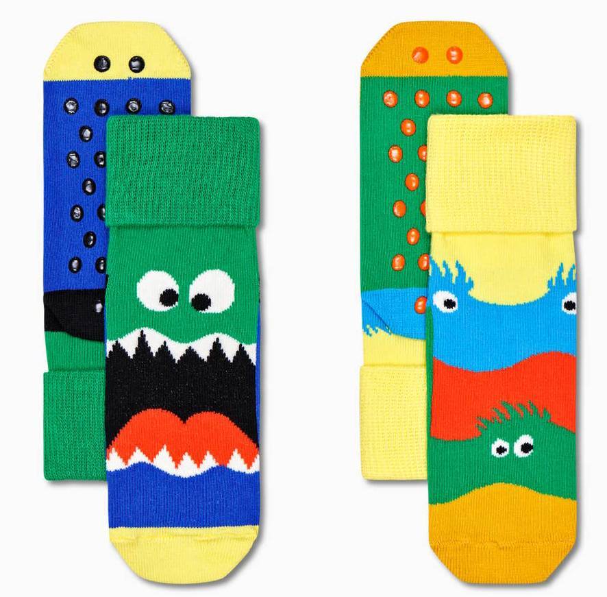 ΚΑΛΤΣΕΣ HAPPY SOCKS 2-PACK KIDS MONSTERS ANTI SLIP KMON19-0200 ΠΟΛΥΧΡΩΜΕΣ (EU:24-26) HAPPY SOCKS