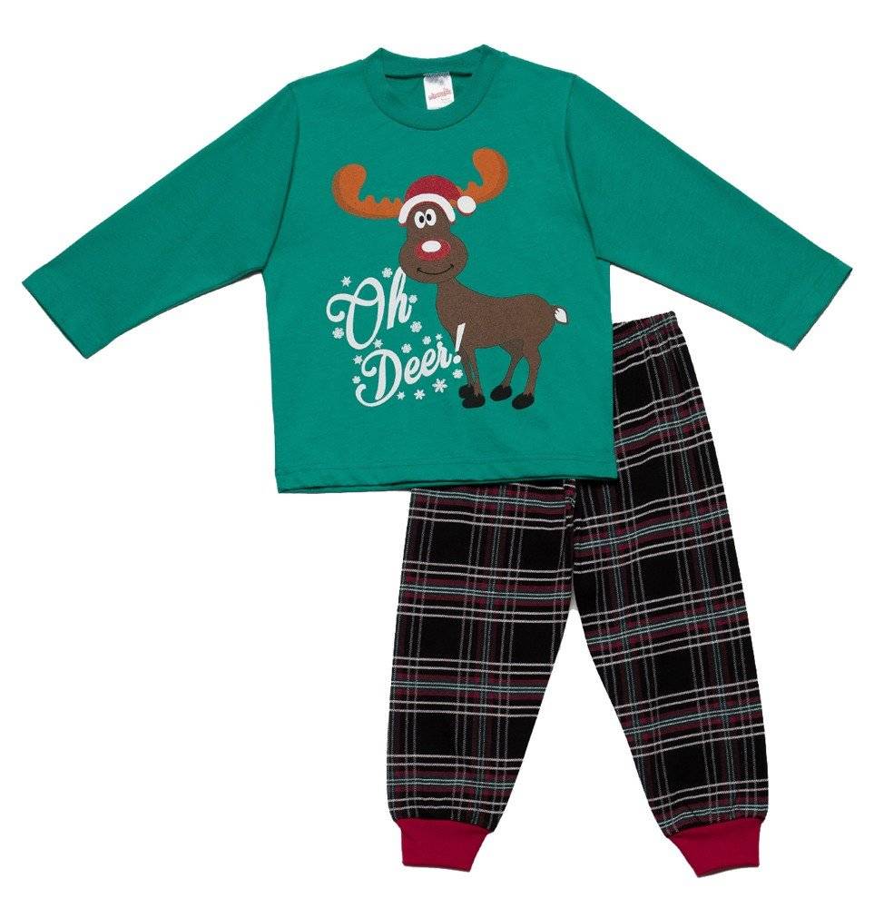 ΠΥΤΖΑΜΕΣ MINERVA OH DEER ΠΡΑΣΙΝΟ/ΣΚΟΥΡΟ ΜΠΛΕ (65-78CM)-(6 Μ-1 ΕΤΟΥΣ)