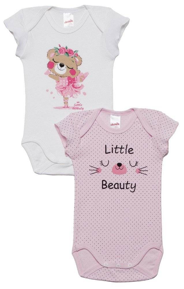 MINERVA ΖΙΠΟΥΝΑΚΙ MINERVA LITTLE BEAUTY ΛΕΥΚΟ/ΑΝΟΙΧΤΟ ΡΟΖ ΠΟΥΖ 2ΤΜΧ (62CM)-(1-3 ΜΗΝΩΝ)