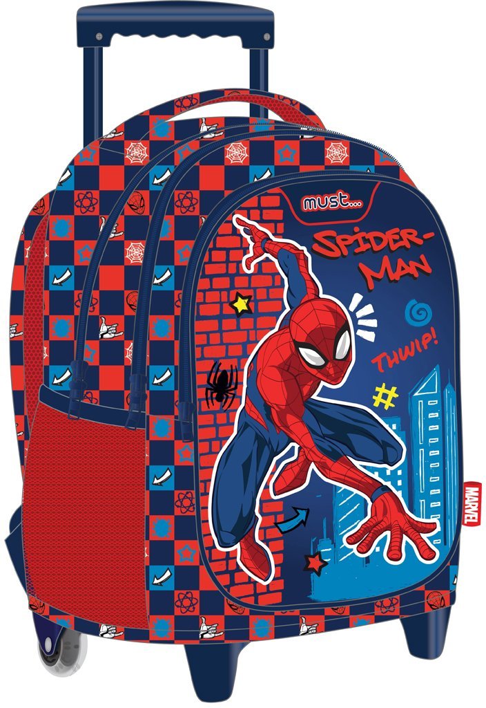 MUST ΤΣΑΝΤΑ ΤΡΟΛΕΪ MUST ΔΗΜΟΤΙΚΟΥ SPIDER-MAN THWIP ΜΠΛΕ ΣΚΟΥΡΟ