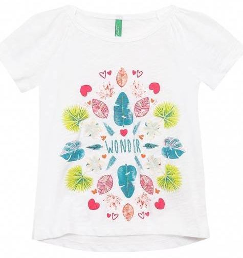 BENETTON ΜΠΛΟΥΖΑ ΜΕ ΚΟΝΤΟ ΜΑΝΙΚΙ BENETTON GREEN ROOTS I G ΛΕΥΚΟ (82 CM)-(1-2 ΕΤΩΝ)