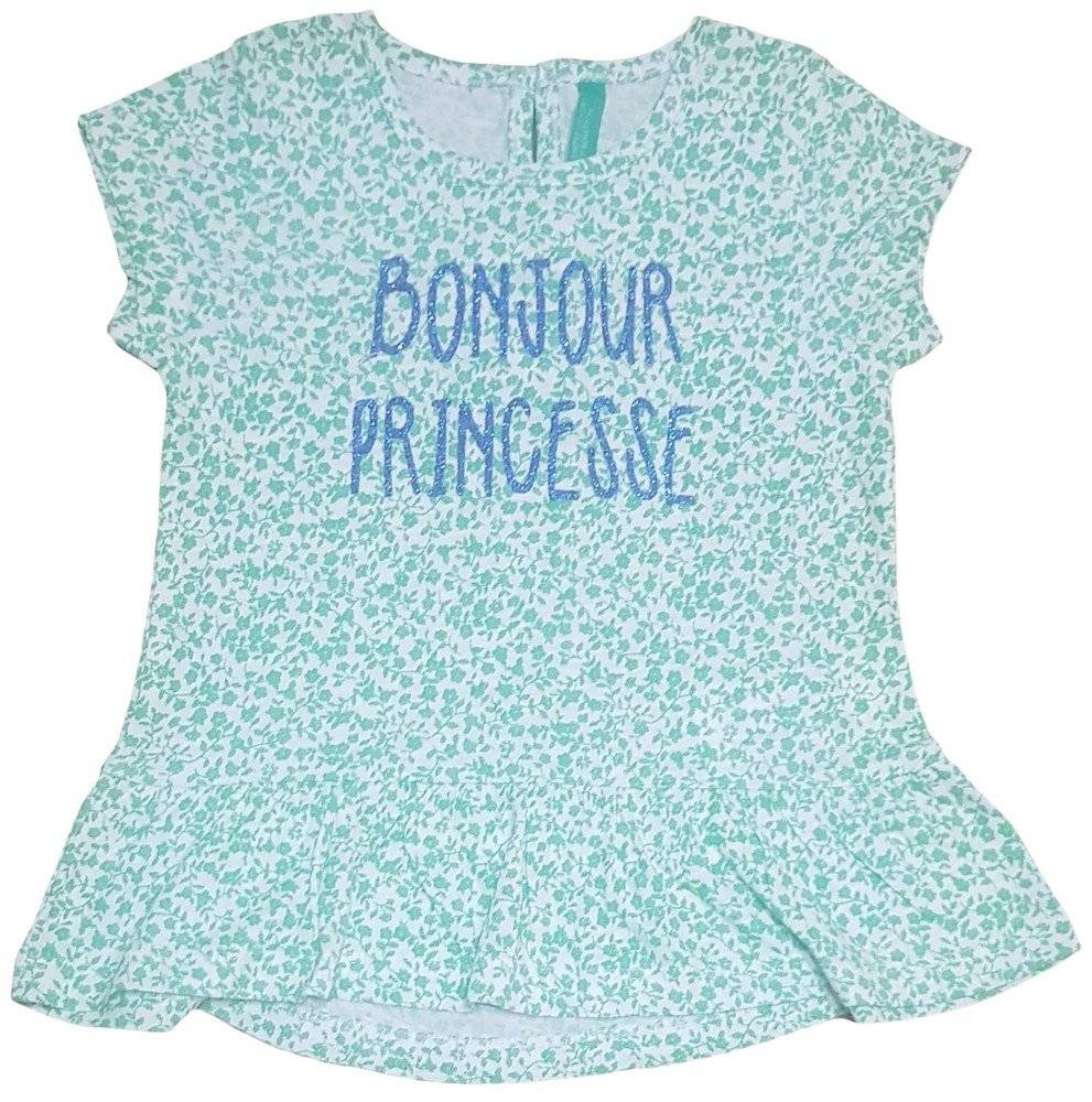 ΜΠΛΟΥΖΑ ΜΕ ΚΟΝΤΟ ΜΑΝΙΚΙ BENETTON SEASIDE CITY ΛΕΥΚΟ/ΠΡΑΣΙΝΟ (90 CM)-(2 ΕΤΩΝ)