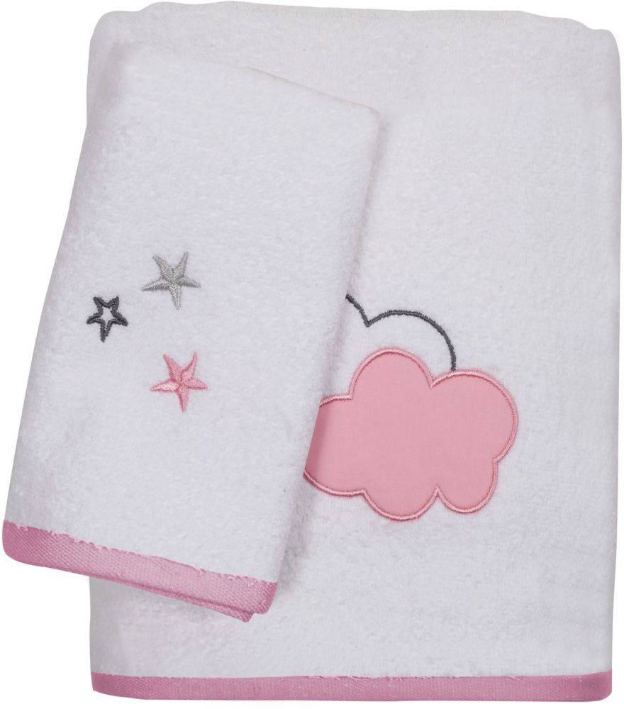 DAS HOME ΣΕΤ ΠΕΤΣΕΤΕΣ ΚΕΝΤΗΤΕΣ DAS HOME BABY FUN EMB 4807 ΛΕΥΚΟ/ΡΟΖ 2ΤΜΧ