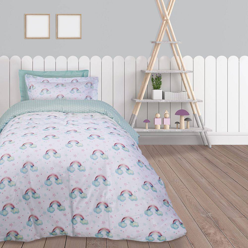 DAS HOME ΣΕΤ ΣΕΝΤΟΝΙΑ DAS HOME MONΑ KID 4768 ΛΕΥΚΟ/ ΜΕΝΤΑ 170X240CM 3ΤΜΧ