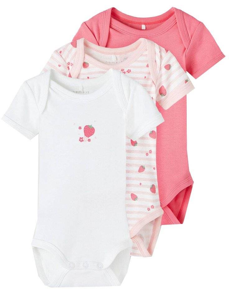 ΖΙΠΟΥΝΑΚΙΑ NAME IT 13214718 NBFBODY STRAWBERRY ΛΕΥΚΟ/ΡΟΖ 3ΤΜΧ (68 CM)-(6 ΜΗΝΩΝ) NAME IT