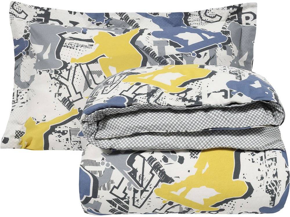 ΣΕΤ ΣΕΝΤΟΝΙΑ ΜΟΝΑ DAS HOME KID 4842 ΓΚΡΙ/ΜΠΛΕ/ΚΙΤΡΙΝΟ 170Χ240CM 3ΤΜΧ DAS HOME