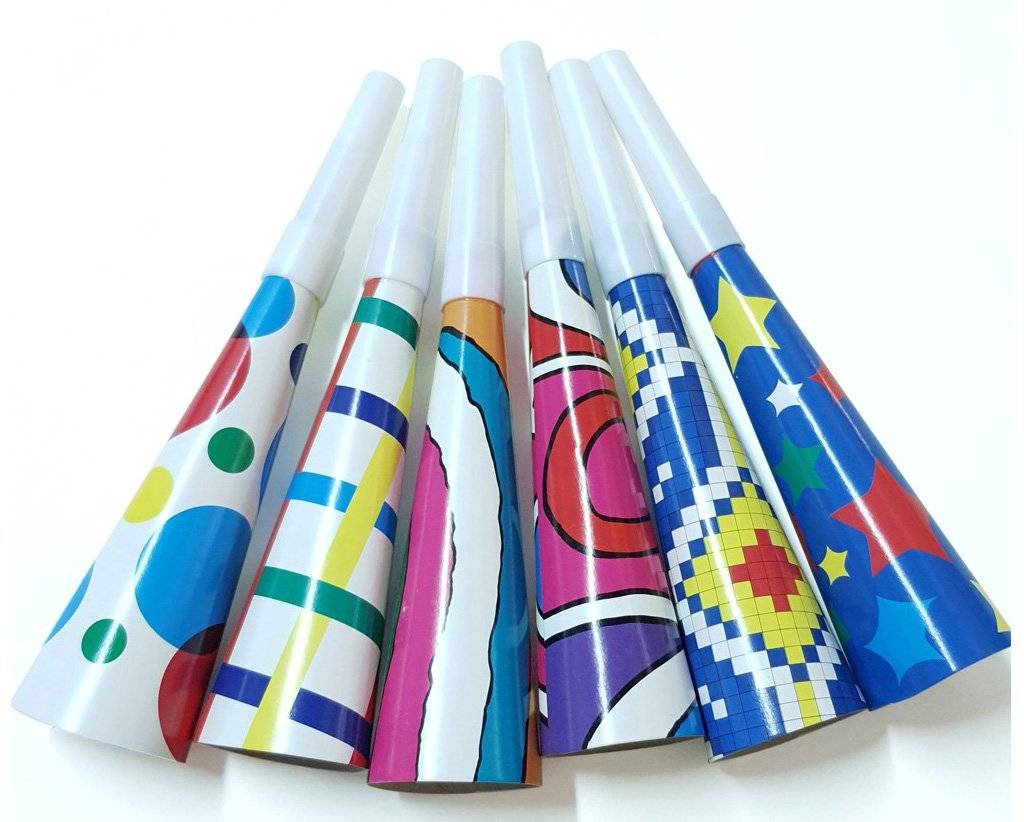 ΠΟΛΥΧΡΩΜΗ ΚΟΡΝΑ FUN WORLD (7776) (18 CM )6ΤΜΧ