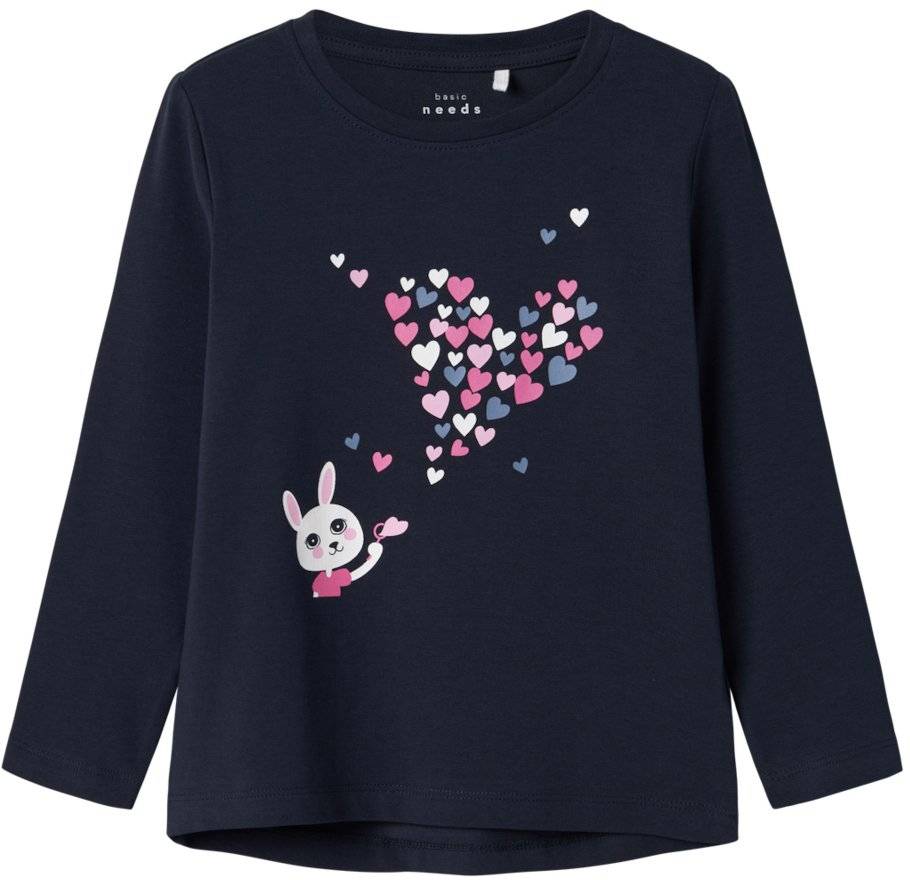 ΜΠΛΟΥΖΑ ΜΑΚΡΥΜΑΝΙΚΗ NAME IT NMFVIX BUNNY 13224958 ΣΚΟΥΡΟ ΜΠΛΕ (92CM)(2 ΕΤΩΝ) NAME IT