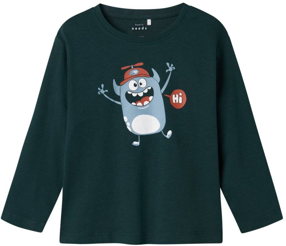 ΜΠΛΟΥΖΑ ΜΑΚΡΥΜΑΝΙΚΗ NAME IT NMMVAGNO MONSTER 13224977 ΣΚΟΥΡΟ ΠΡΑΣΙΝΟ (104CM)(4 ΕΤΩΝ) NAME IT